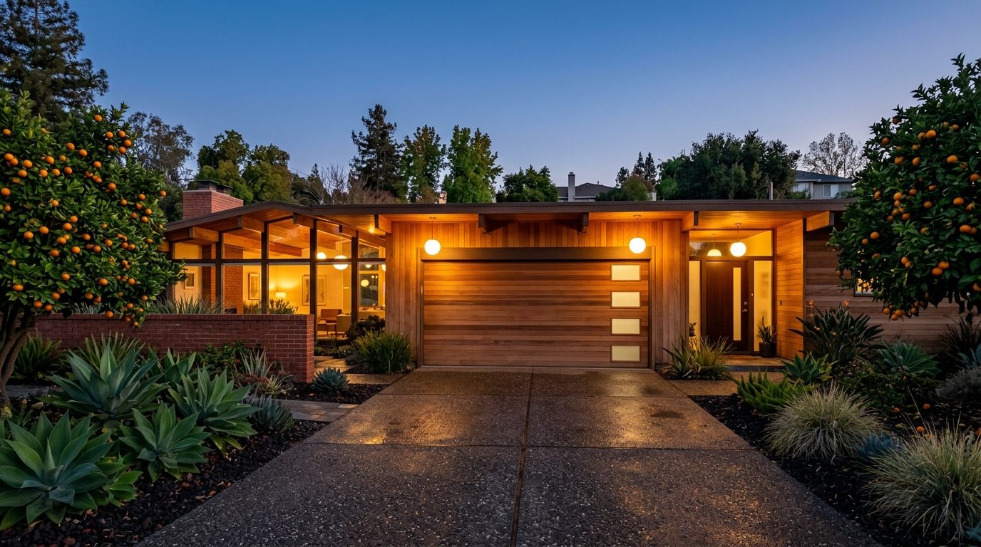 Ryan Garage Door Services Exterior Closed Garage Door at Twilight